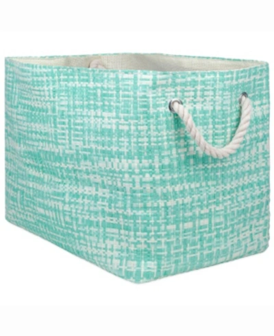 Design Imports Paper Bin Tweed, Rectangle In Turquoise