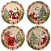 Certified International Holiday Wishes Set Of 4 Canape Plate In Beige/red/green