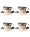 Spode Delamere Teacup & Saucer, Set Of 4 In Brown