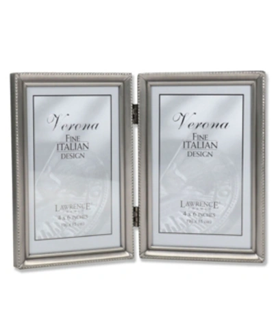 Lawrence Frames Antique Pewter Hinged Double Picture Frame In Silver