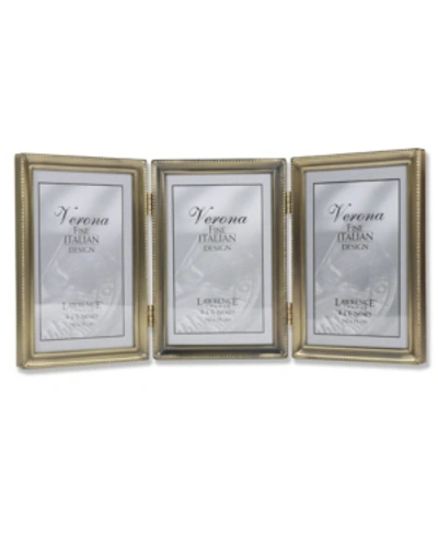 Lawrence Frames Antique Brass Hinged Triple Picture Frame In Gold