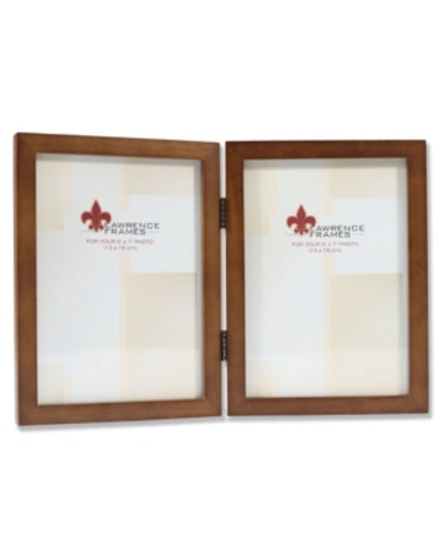 Lawrence Frames 766057d Nutmeg Wood Hinged Double Picture Frame In Brown
