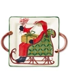 Vietri Old St. Nick Handled Square Platter In Multi