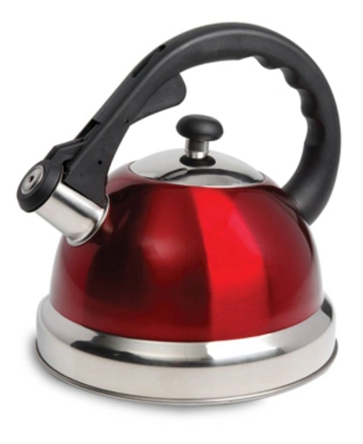 Megagoods Mr. Coffee Claredale 2.2 Quart Stainless Steel Whistling Tea Kettle With Nylon Handle In Red