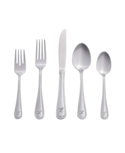 RIVERRIDGE HOME RIVERRIDGE BEADED 46 PIECE MONOGRAMMED FLATWARE SET