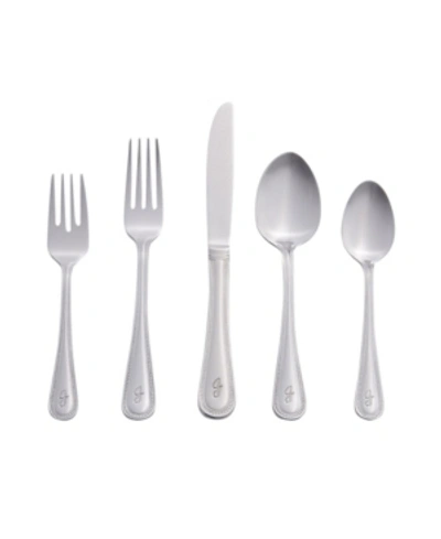 RIVERRIDGE HOME RIVERRIDGE BEADED 46 PIECE MONOGRAMMED FLATWARE SET