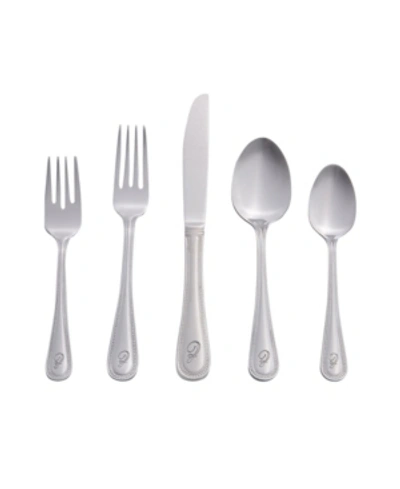 RIVERRIDGE HOME RIVERRIDGE BEADED 46 PIECE MONOGRAMMED FLATWARE SET