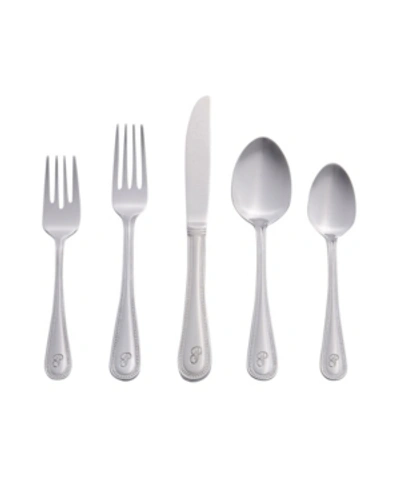 RIVERRIDGE HOME RIVERRIDGE BEADED 46 PIECE MONOGRAMMED FLATWARE SET
