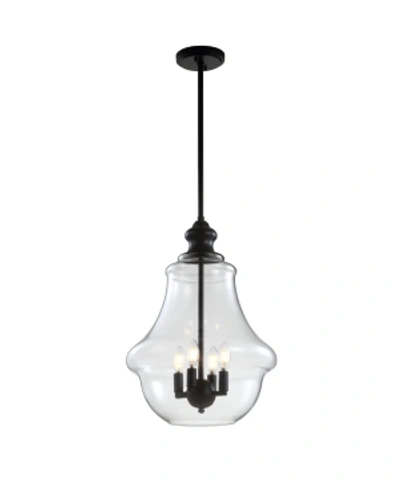 Jonathan Y Adam 16in Adjustable Metal Glass Led Pendant In Black