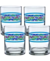 Culver Frank Lloyd Wright Saguaro Flower Double Old Fashioned Glass - Set Of 4 In Multi
