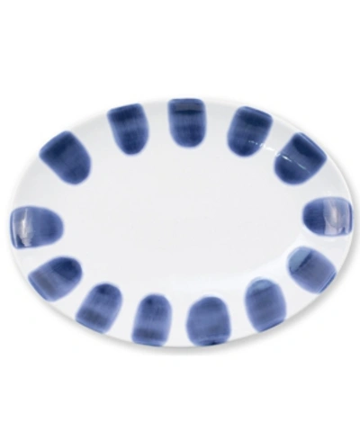 Vietri Viva Santorini Small Ceramic Dot Oval Platter In Blue