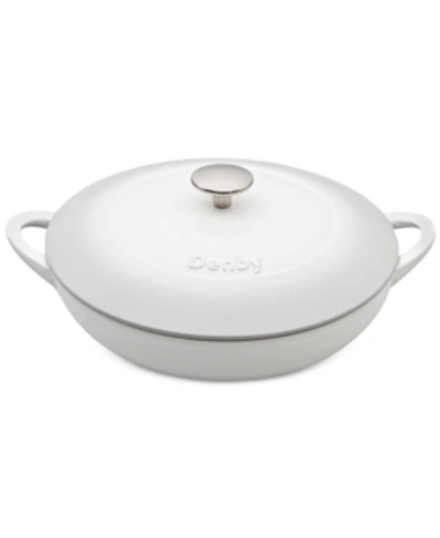 DENBY NATURAL CANVAS CAST IRON 4 QUART SHALLOW COVERED CASSEROLE