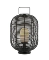 Jonathan Y Kandella 26.7" Outdoor Woven Oval Asian Led Lantern In Black