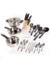 Total Kitchen Lybra 32 Piece Cookware Combo Set In Silver