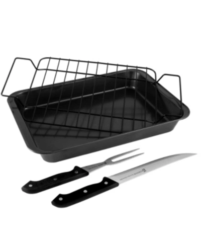 Gibson Reilly 4 Piece Non-stick Carbon Steel Roaster Set In Red