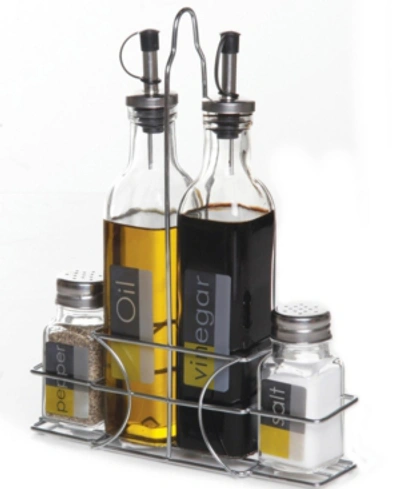 Gibson Home 4 Piece Condiment Set With Wire Caddy In Clear