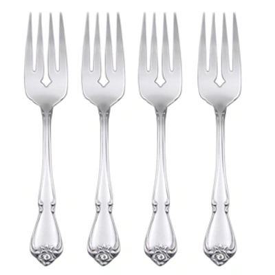 Oneida True Rose Set/4 Salad Forks In Silver