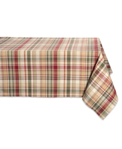 Design Imports Give Thanks Plaid Tablecloth In Green