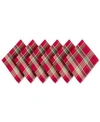 Design Imports Plaid Napkin, Set Of 6 In Red