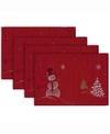 Design Imports Embroidered Snowman Placemat, Set Of 4 In Red