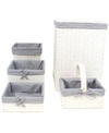 Redmon Since Redmon 5 Piece Hamper And Basket Set In White Gray