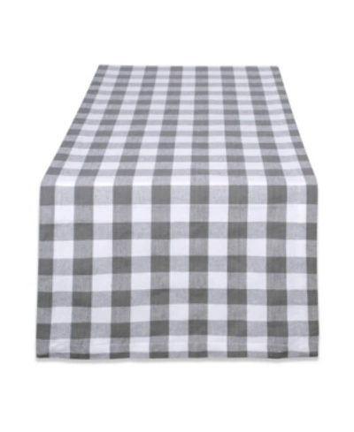 Design Imports Checkers Table Runner 14" X 72" In Gray