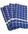 Design Imports Solid Windowpane Terry Dishtowel, Set Of 4 In Navy