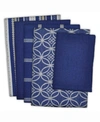 Design Imports Assorted Dishtowel And Dishcloth, Set Of 5 In Dark Blue