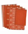 Design Imports Assorted Dishtowel And Dishcloth, Set Of 5 In Bright Ora