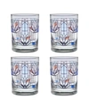 Culver Frank Lloyd Wright Water Lilies Double Old Fashioned Glass - Set Of 4 In Multi