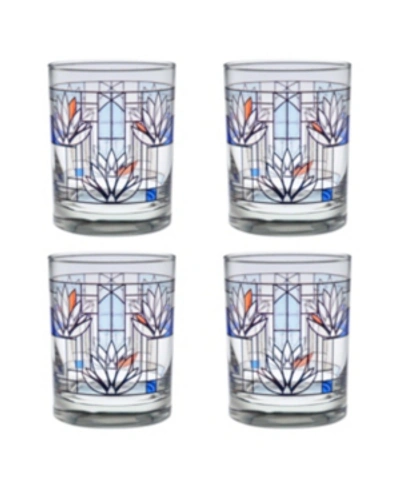 Culver Frank Lloyd Wright Water Lilies Double Old Fashioned Glass - Set Of 4 In Multi