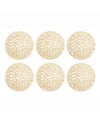 Design Imports Woven Paper Round Placemat, Set Of 6 In Gold