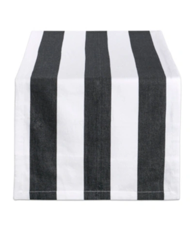 Design Imports Dobby Stripe Table Runner 18" X 72" In Black