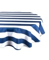 Design Imports Cabana Stripe Outdoor Tablecloth 60" Round In Blue