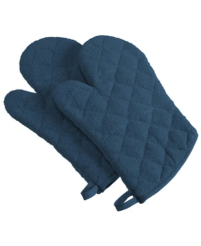 Design Imports Terry Oven Mitt, Set Of 2 In Blue