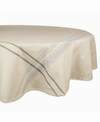 Design Imports Chambray French Stripe Tablecloth 70" Round In Grey