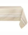 Design Imports Chambray French Stripe Tablecloth 60" X 104" In White