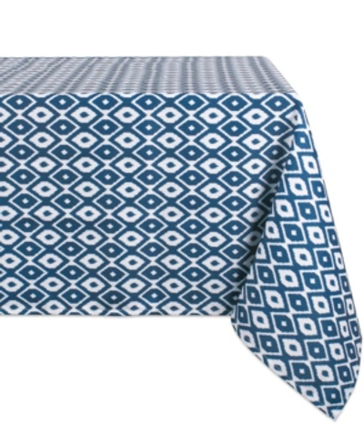 Design Imports Ikat Outdoor Tablecloth With Zipper 60" X 84" In Blue