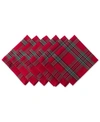 Design Imports Holiday Plaid Napkin, Set Of 6 In Red
