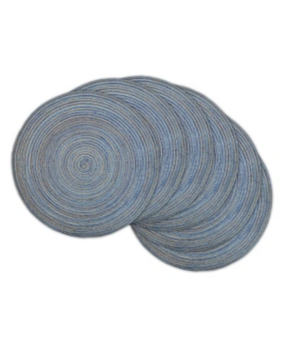 Design Imports Variegated Round Woven Placemat, Set Of 6 In Medium Blu
