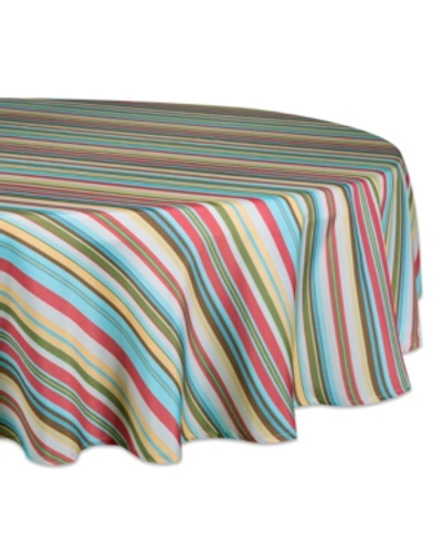 DESIGN IMPORTS SUMMER STRIPE OUTDOOR TABLECLOTH WITH ZIPPER 52" ROUND