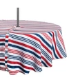 Design Imports Patriotic Stripe Outdoor Tablecloth With Zipper 52" Round In Red