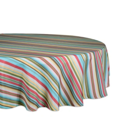 DESIGN IMPORTS SUMMER STRIPE OUTDOOR TABLECLOTH WITH ZIPPER 60" ROUND