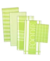 Design Imports Assorted Foodie Dishtowel And Dishcloth, Set Of 5 In Green1