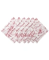 Design Imports Vintage Christmas Print Napkin, Set Of 6 In Red