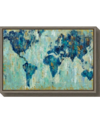 Amanti Art Map Of The World By Silvia Vassileva Canvas Framed Art In Gray