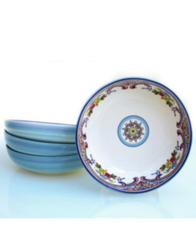 Euro Ceramica Zanzibar 4 Piece Pasta Bowl Set In Multi