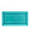 Euro Ceramica Peacock Rectangular Platter In Lagoon