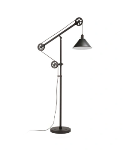 Hudson & Canal Descartes Floor Lamp In Blackened Bronze With Pulley System