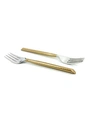 Vibhsa Dinner Golden Cut Hammered Forks - Set Of 6 In Gold